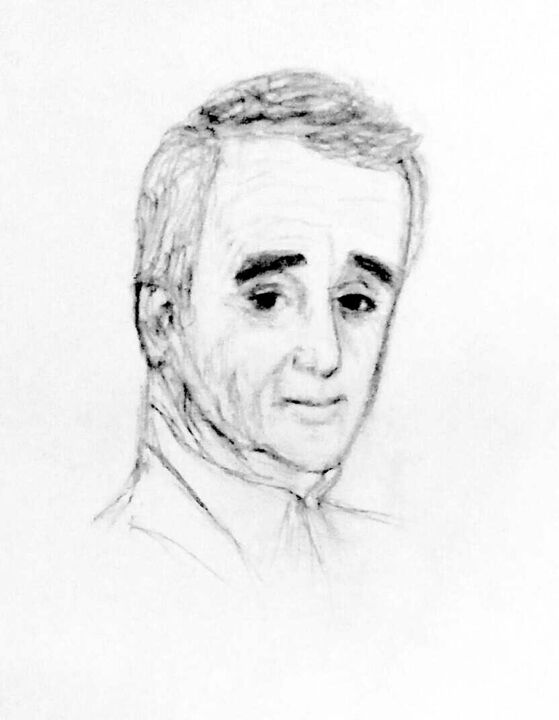 Dessin intitulée "Charles Aznavour" par Sabina Faynberg, Œuvre d'art originale, Crayon