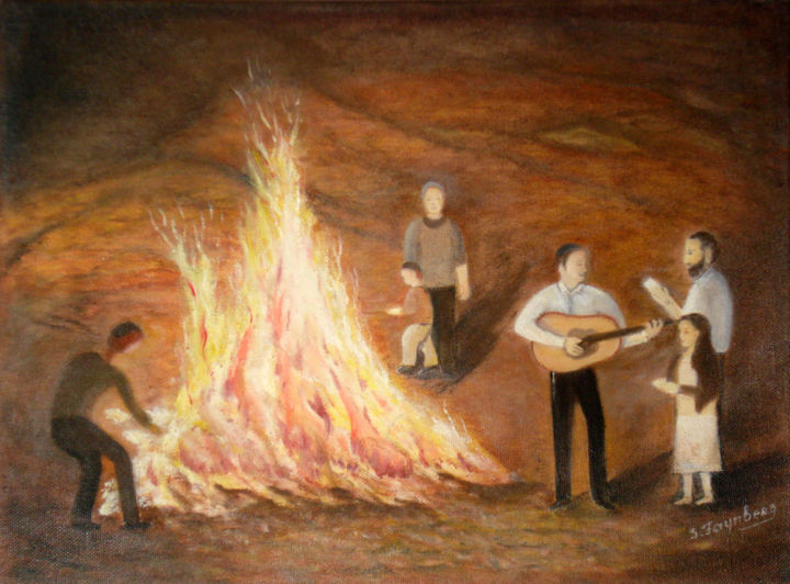 Painting titled "Lag B'Omer in Jerus…" by Sabina Faynberg, Original Artwork, Acrylic