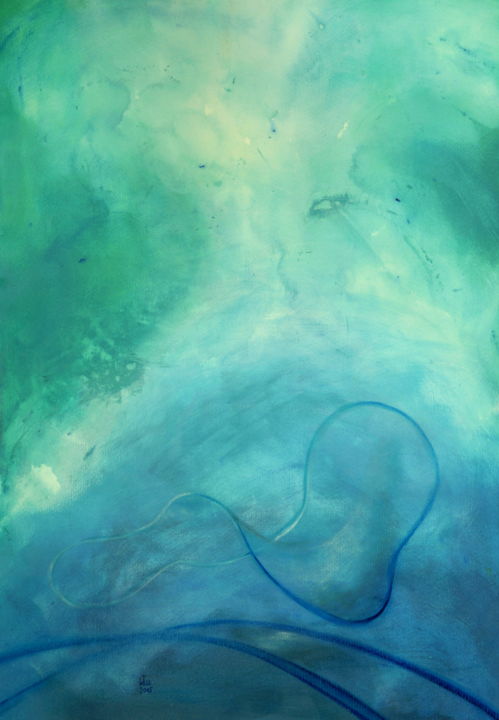 Painting titled "waterengel" by Sabina Kiss, Original Artwork, Acrylic