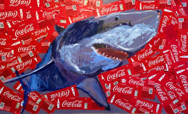 Коллажи под названием "Shark" - Сабина Пыраева, Подлинное произведение искусства, Масло