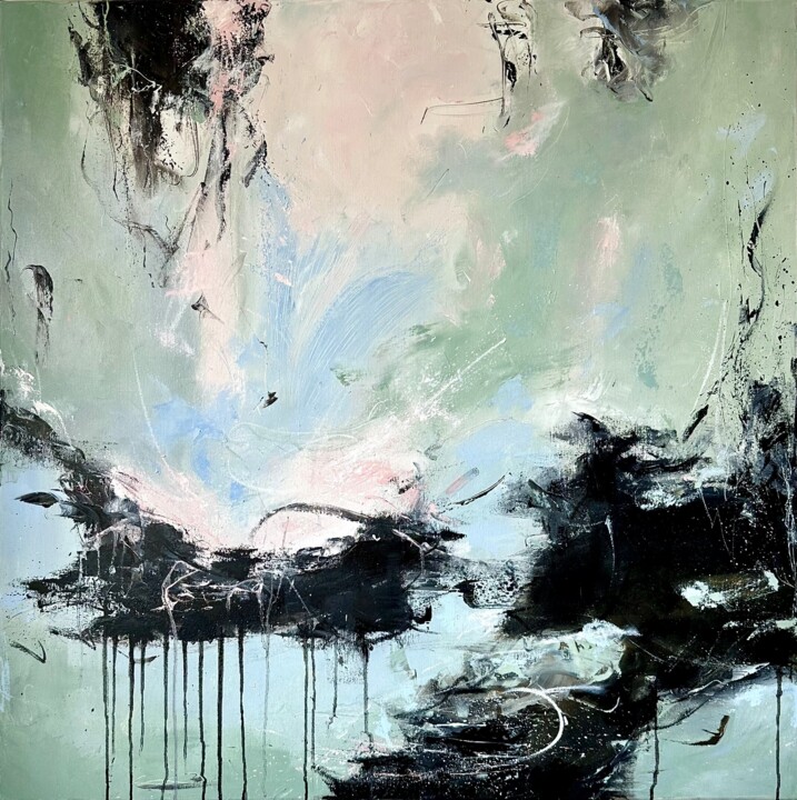 Malerei mit dem Titel "Floating Islands" von Sabine Kay, Original-Kunstwerk, Öl