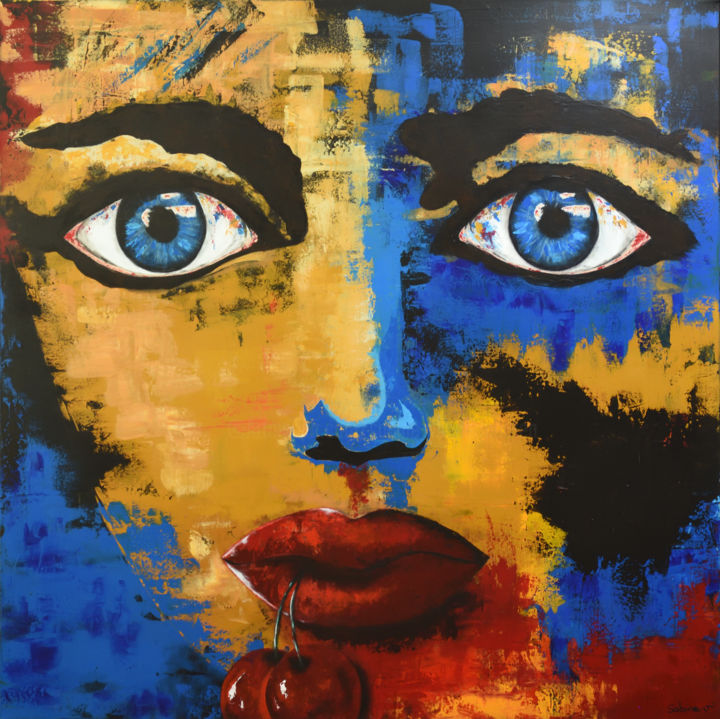 Painting titled "Coquine" by Sabine Vandermouten (Sabine.V), Original Artwork, Acrylic Mounted on Wood Stretcher frame