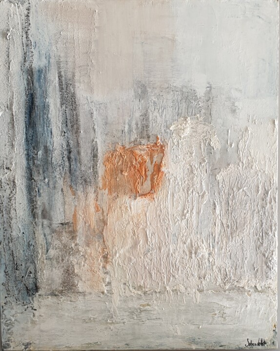 Peinture intitulée "Le carré orange" par Sabine Veillet, Œuvre d'art originale, Acrylique Monté sur Châssis en bois