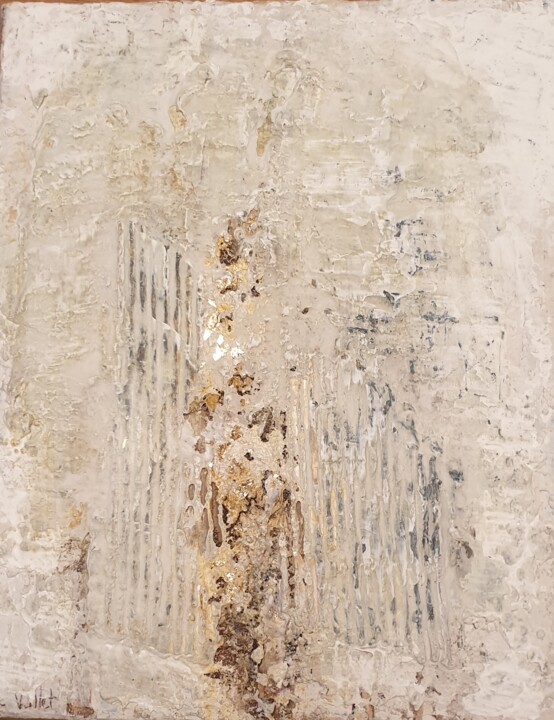 Ζωγραφική με τίτλο "Matière 3" από Sabine Veillet, Αυθεντικά έργα τέχνης, Ακρυλικό Τοποθετήθηκε στο Ξύλινο φορείο σκελετό