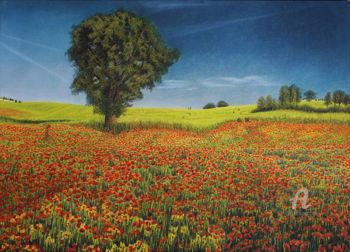 Pintura titulada "Ein Hauch von Sommer" por Sabine Weigel, Obra de arte original, Pastel