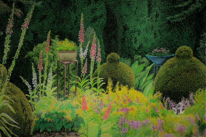 「Der geheime Garten」というタイトルの絵画 Sabine Weigelによって, オリジナルのアートワーク, 水彩画