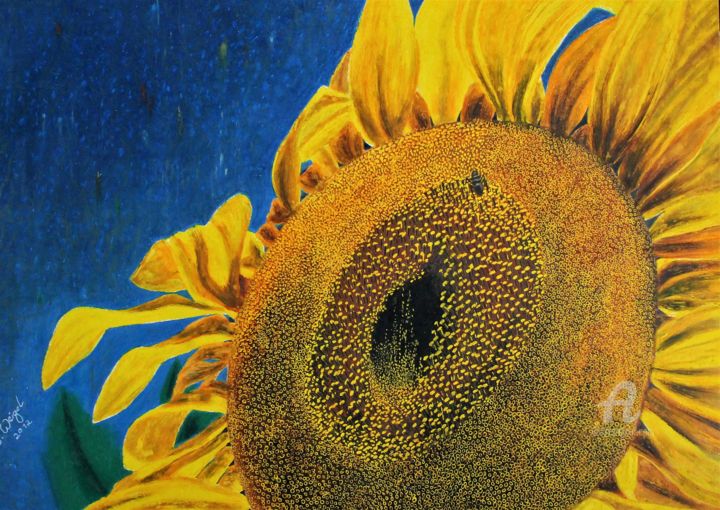 Malerei mit dem Titel "Sonne und Himmel" von Sabine Weigel, Original-Kunstwerk, Öl