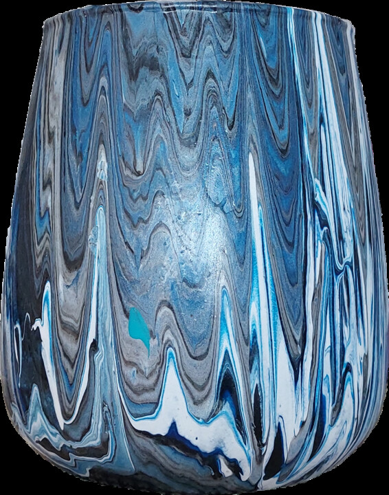 Design intitulée "Vase Bleu 03" par Sabine.Zao, Œuvre d'art originale, Accessoires