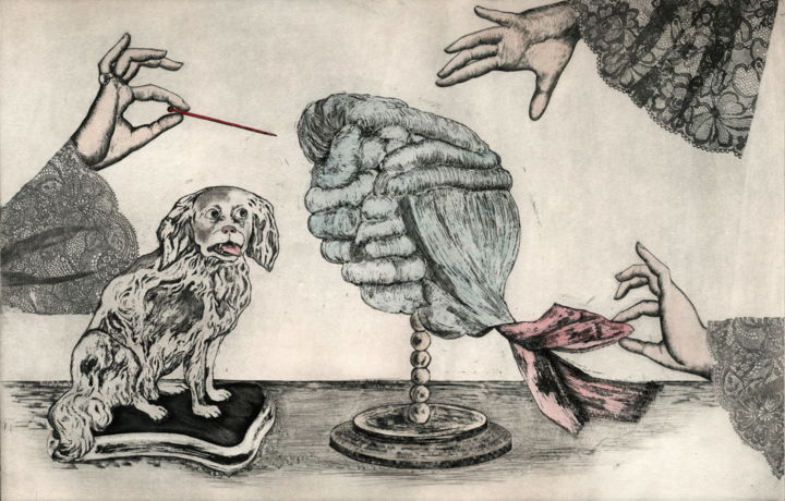 「Le Petit Maître」というタイトルの製版 Sabine Delahautによって, オリジナルのアートワーク, エッチング