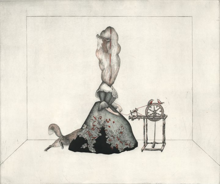 Gravures & estampes intitulée "Vertical dream" par Sabine Delahaut, Œuvre d'art originale, Eau-forte