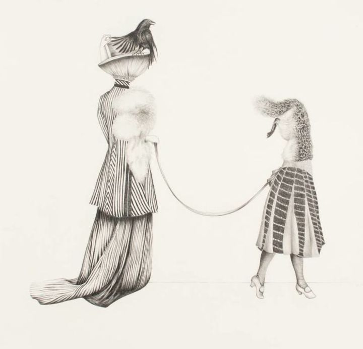 Dessin intitulée "Fox-Trot" par Sabine Delahaut, Œuvre d'art originale