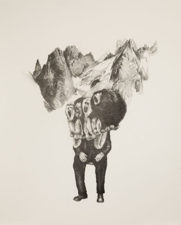 Disegno intitolato "Persona non grata" da Sabine Delahaut, Opera d'arte originale, Matite colorate