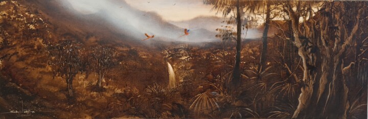 Peinture intitulée "Amazonienne 2" par Sabino Puma, Œuvre d'art originale, Pigments