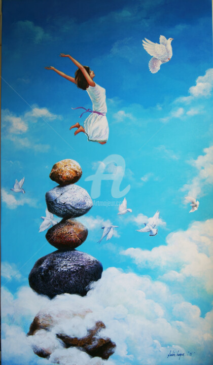 「Fly」というタイトルの絵画 Sabir Haqueによって, オリジナルのアートワーク, アクリル