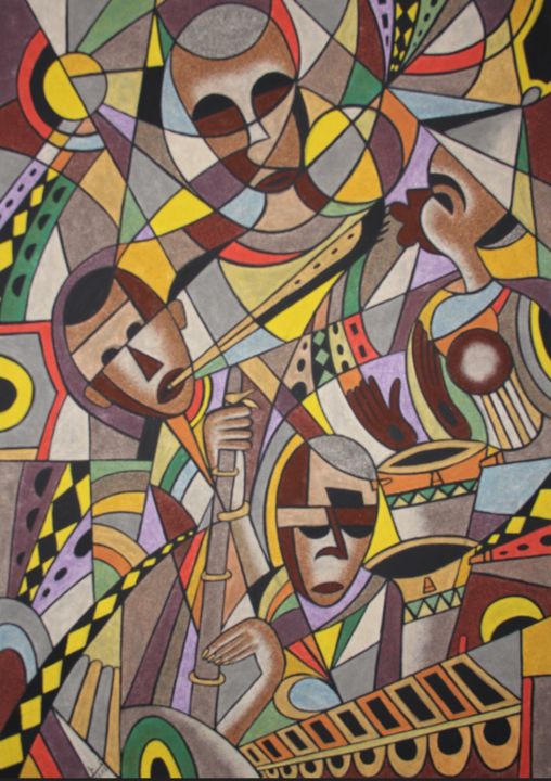 Peinture intitulée "Musiciens" par Dimé, Œuvre d'art originale