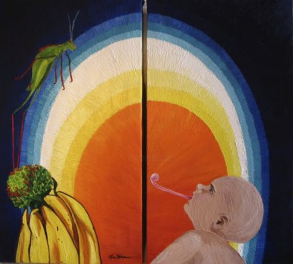 Painting titled "L insectivore du no…" by Sabra Artiste, Original Artwork, Oil