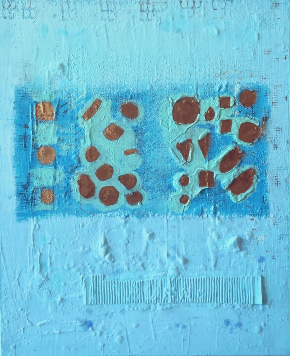 Schilderij getiteld "Turquoise" door Sabrina Bueno, Origineel Kunstwerk, Acryl Gemonteerd op Frame voor houten brancard