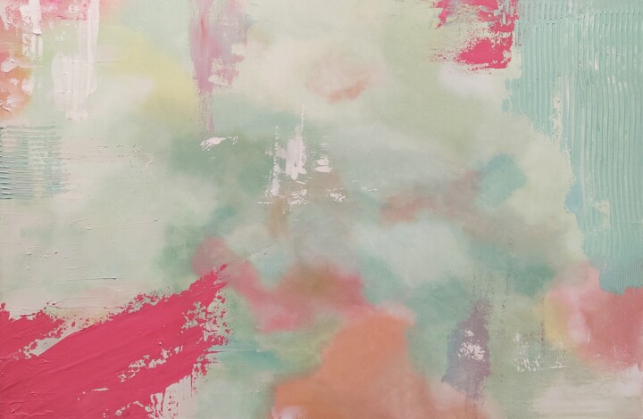 Malarstwo zatytułowany „Lake of colors” autorstwa Sabrina Galijas-Reginali, Oryginalna praca, Akryl Zamontowany na Drewniana…