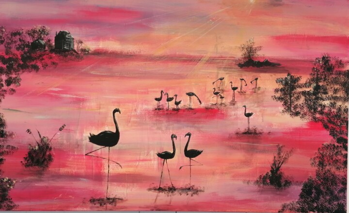 Peinture intitulée "Sardinian Sunset" par Sabrina Galijas-Reginali, Œuvre d'art originale, Acrylique Monté sur Panneau de bo…