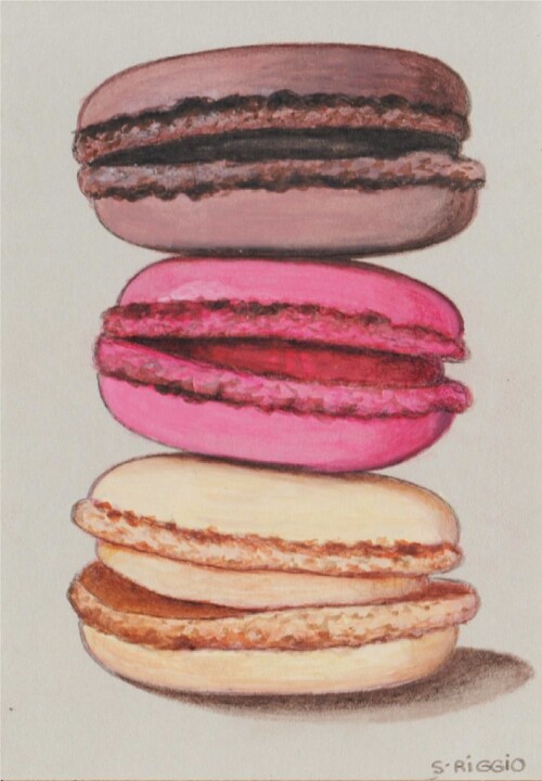 Dessin intitulée "Macarons" par Sabrina Riggio, Œuvre d'art originale, Crayon
