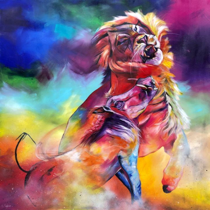Painting titled "fight" by Sabrina Seck, Original Artwork, Acrylic