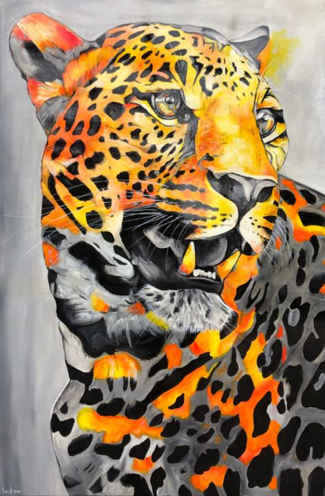 Peinture intitulée "Jaguar" par Sabrina Seck, Œuvre d'art originale, Acrylique