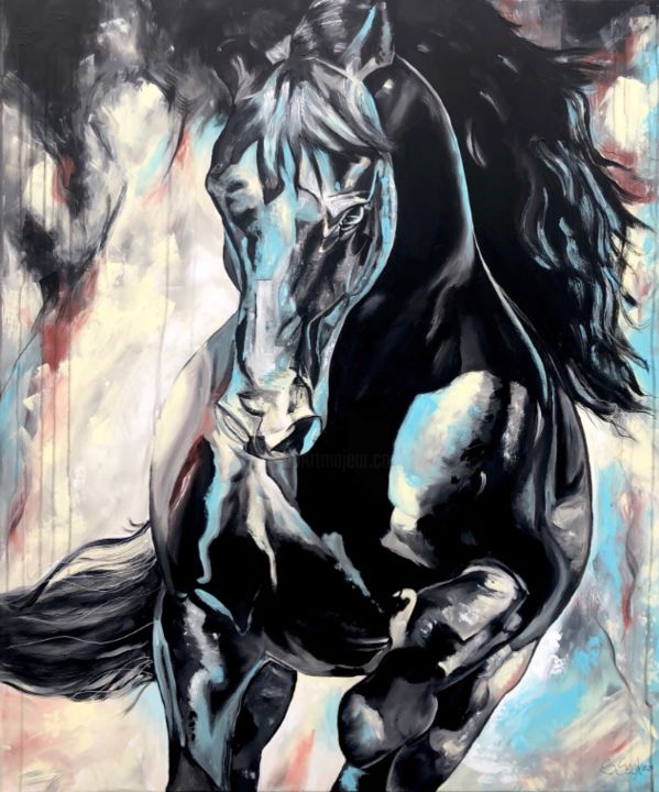 Peinture intitulée "dark beauty" par Sabrina Seck, Œuvre d'art originale, Acrylique