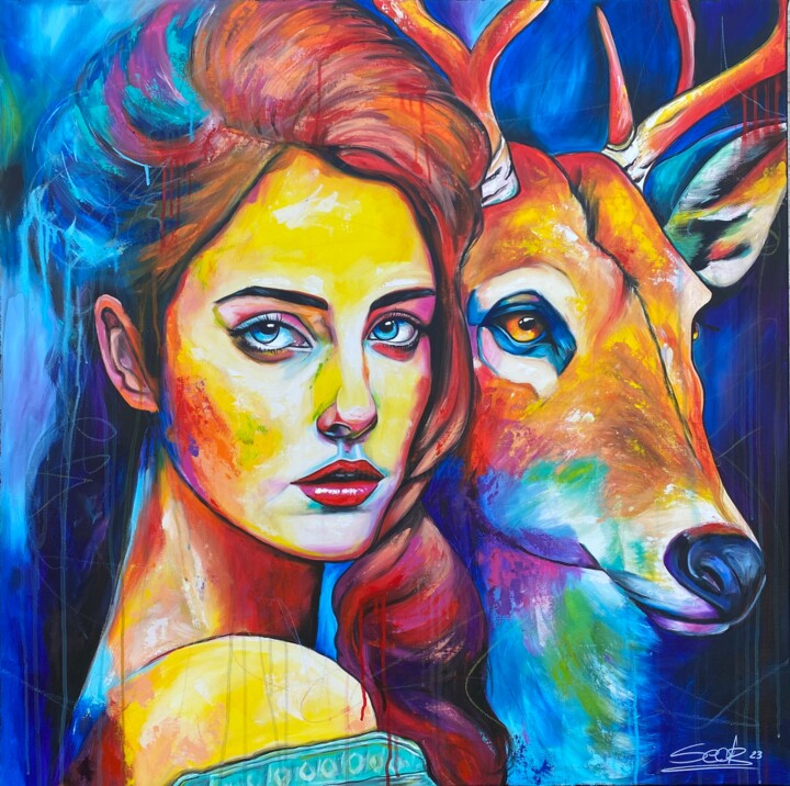 Malerei mit dem Titel "Estel & Fia" von Sabrina Seck, Original-Kunstwerk, Acryl