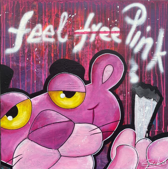 Painting titled "feel pink" by Sabrina Seck, Original Artwork, Acrylic