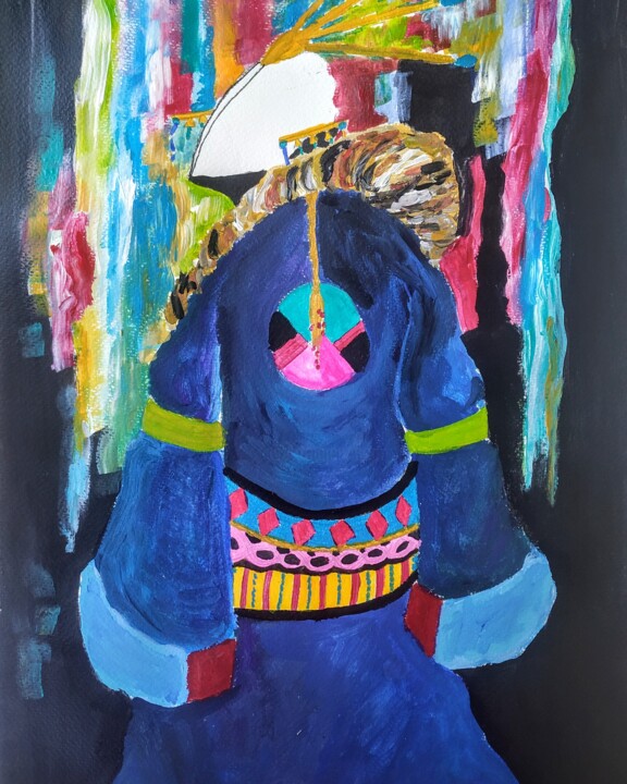 Peinture intitulée "The Blue Kimono" par Sabrina Timsit, Œuvre d'art originale, Acrylique