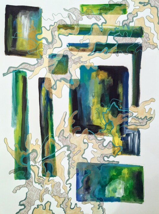 Peinture intitulée "Shapes and colors :…" par Sabrina Timsit, Œuvre d'art originale, Acrylique