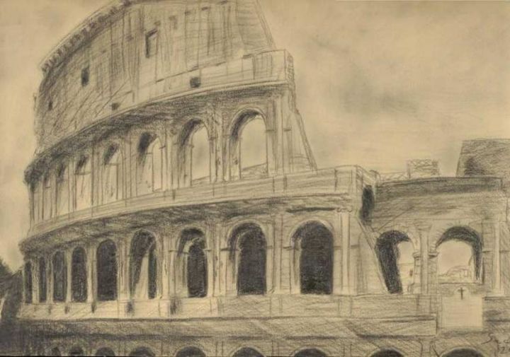 Pittura intitolato "colosseo" da Cosimo Saccone, Opera d'arte originale,