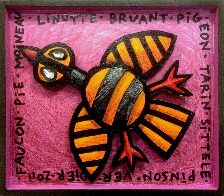 绘画 标题为“Linotte” 由Sacha Schwarz, 原创艺术品, 丙烯 安装在木板上