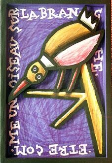 Painting titled "Oiseau" by Sacha Schwarz, Original Artwork