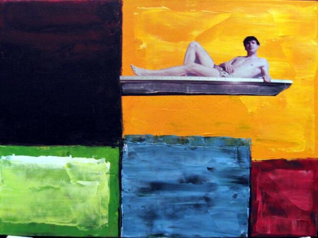 Painting titled "La piscine" by Sacha Sekeur, Original Artwork