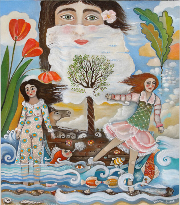 Pintura titulada "La Tracassante" por Florence Blouet, Obra de arte original, Oleo Montado en Bastidor de camilla de madera