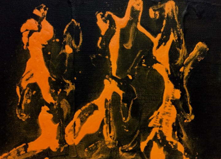 Peinture intitulée "Dancing Phantoms" par Sadaf Kobari, Œuvre d'art originale, Acrylique