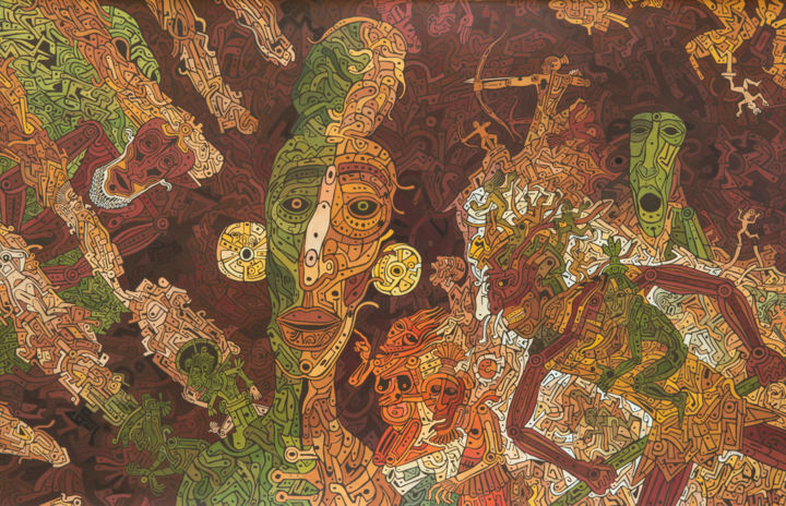 Schilderij getiteld "While They Were Sho…" door David Sahakyants, Origineel Kunstwerk, Gouache