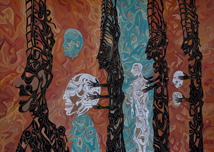 Peinture intitulée ""Придется собирать…" par David Sahakyants, Œuvre d'art originale, Gouache