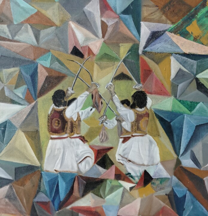 Peinture intitulée "Dance of Hope" par Sadia Mahmood, Œuvre d'art originale, Huile