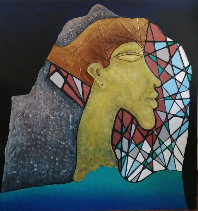 Peinture intitulée "Akhenaton" par Safaa Salah, Œuvre d'art originale, Acrylique