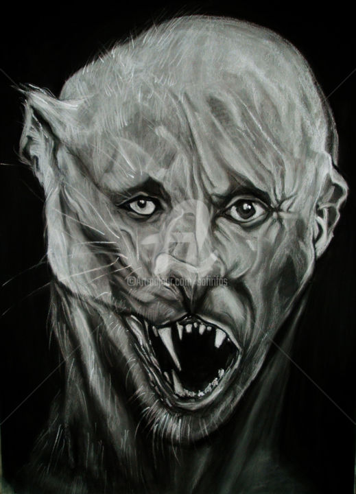 Drawing titled "Panteraman" by Safir & Rifas, Original Art, Charcoal