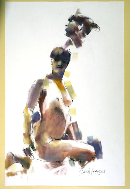 Drawing titled "Dessin 870" by Sarah François, Original Art, Pastel