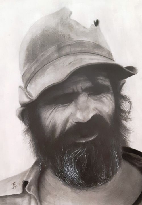 Drawing titled "An old man" by Shahriar Aghakhani, Original Art, Pencil