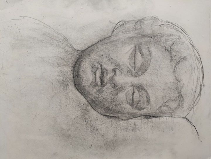 Zeichnungen mit dem Titel "Eros sleeping" von Sagi Zuker, Original-Kunstwerk, Graphit