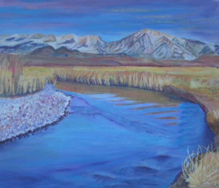Painting titled "Lac de campagne" by Gilles Sagot, Original Artwork