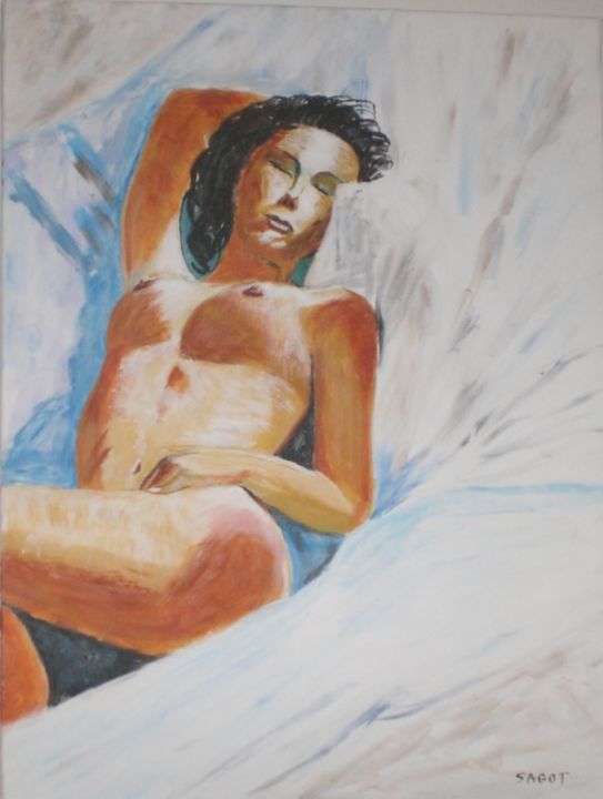 Painting titled "Le sommeil" by Gilles Sagot, Original Artwork
