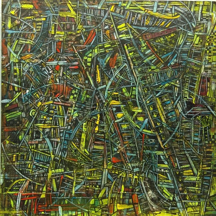 Peinture intitulée "Estructura mental 2" par Sagolop, Œuvre d'art originale, Acrylique