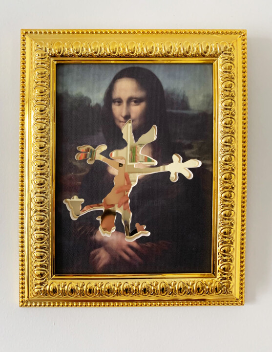 Painting titled "I'm Sorry Mona Lisa" by Sagrasse, Original Artwork, Acrylic Mounted on Wood Stretcher frame