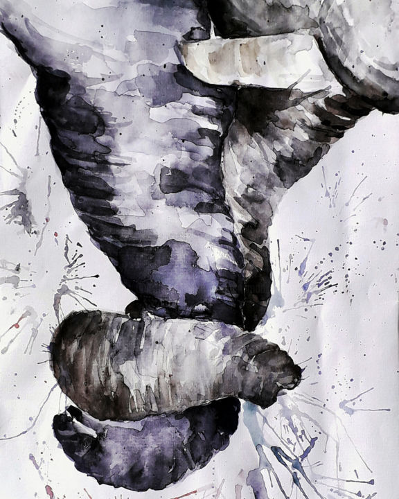 Картина под названием "Trunks of Love" - Sahani Madihage, Подлинное произведение искусства, Акрил Установлен на Деревянная р…
